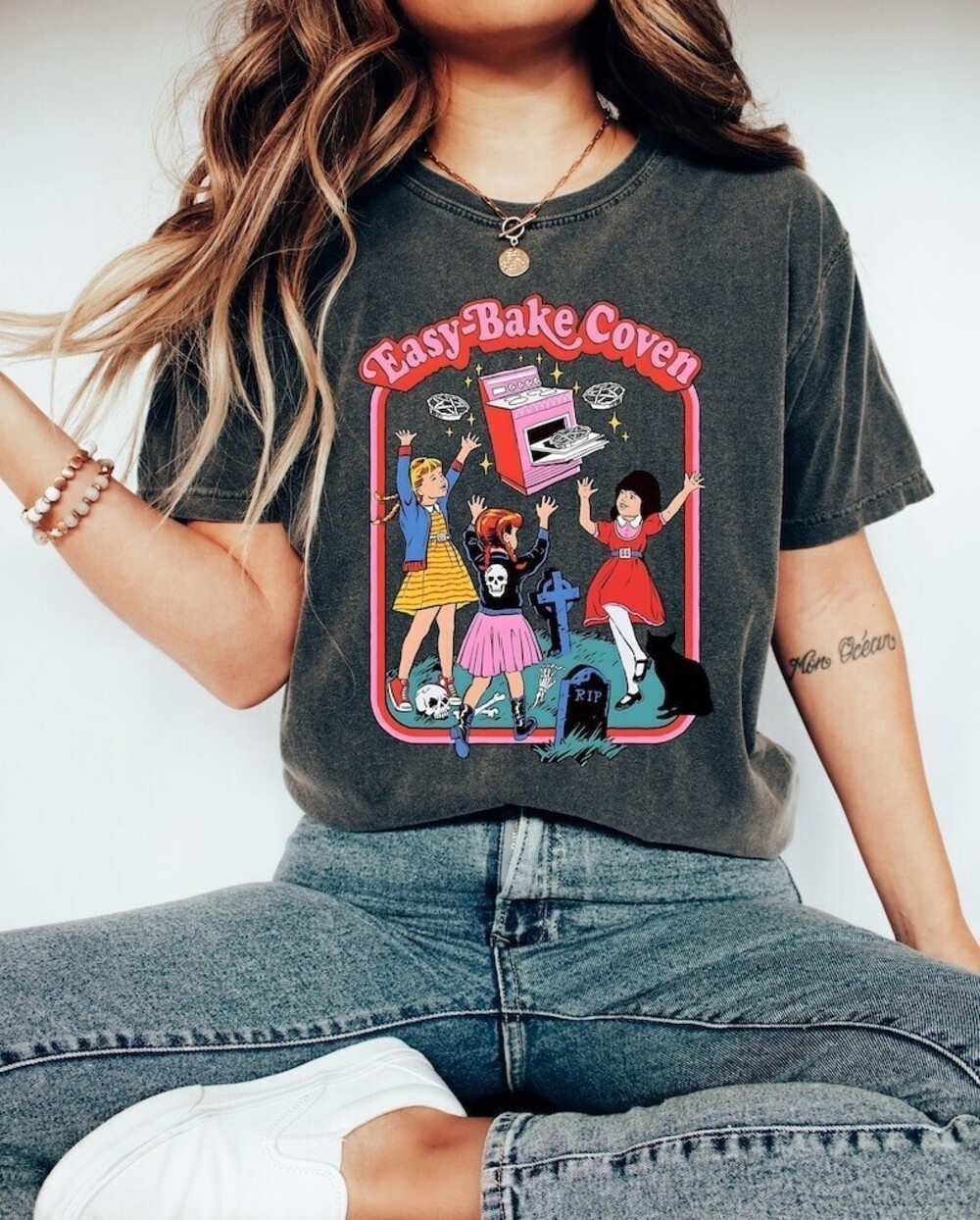 Easy Bake Coven 90s Horror Oversized Tshirt Retro Comfort Plus Size Tee